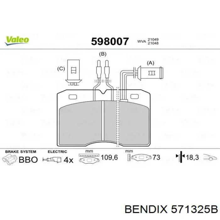 571325B Jurid/Bendix pastillas de freno delanteras