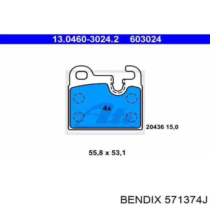 571374J Jurid/Bendix pastillas de freno traseras