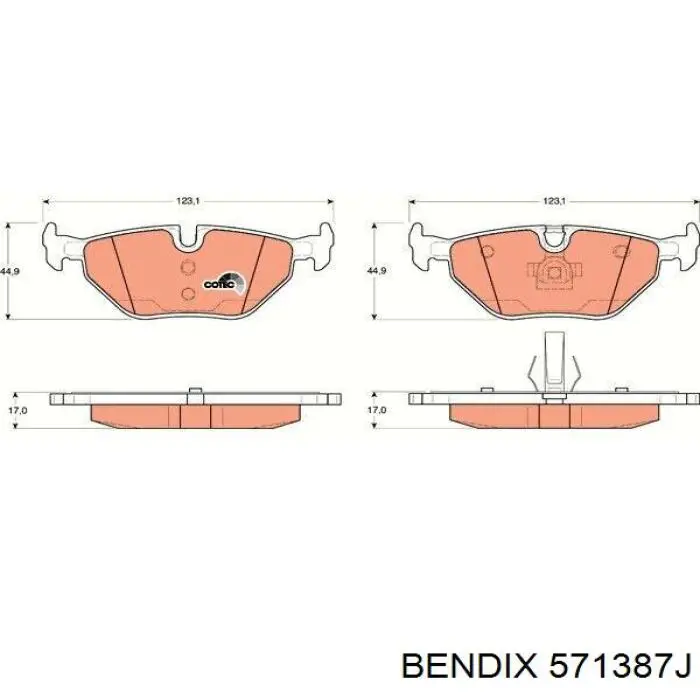 571387J Jurid/Bendix pastillas de freno traseras