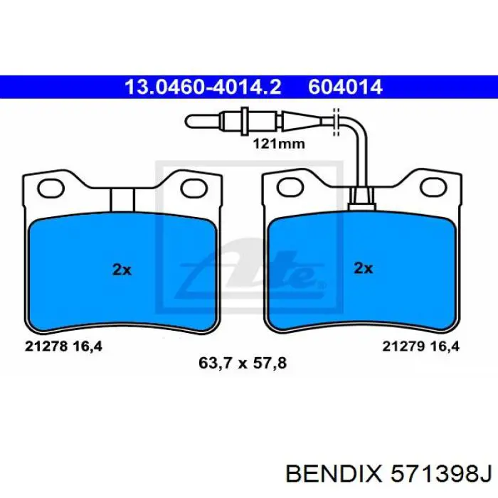 571398J Jurid/Bendix pastillas de freno traseras