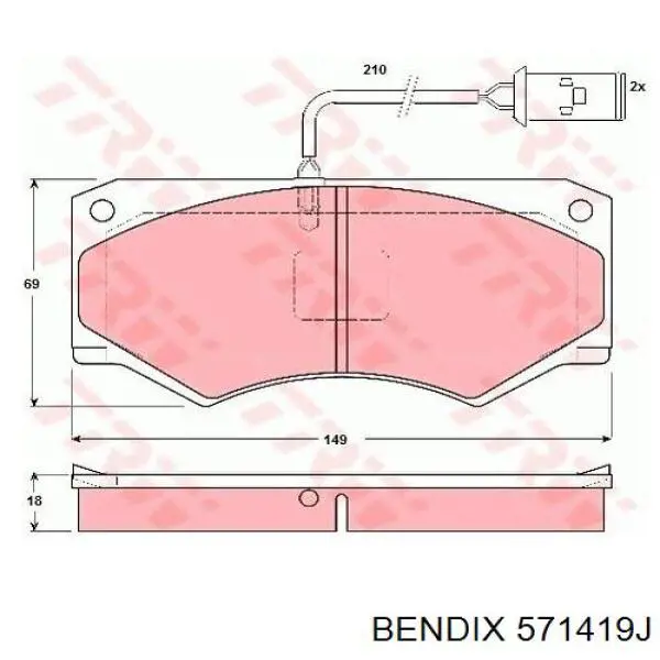 571419J Jurid/Bendix pastillas de freno delanteras