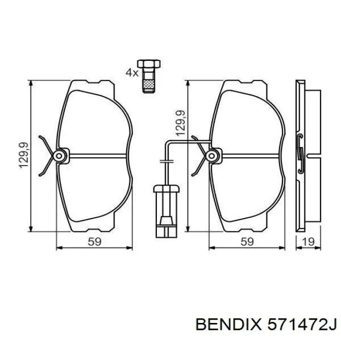 571472J Jurid/Bendix pastillas de freno delanteras