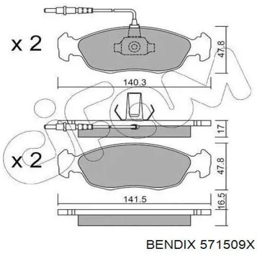 571509X Jurid/Bendix pastillas de freno delanteras