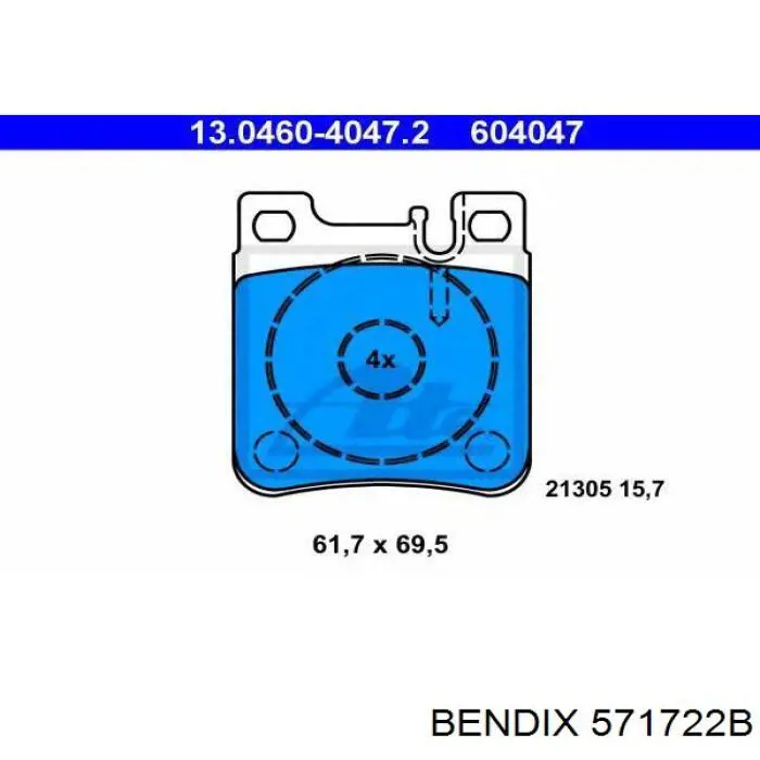 571722B Jurid/Bendix pastillas de freno traseras