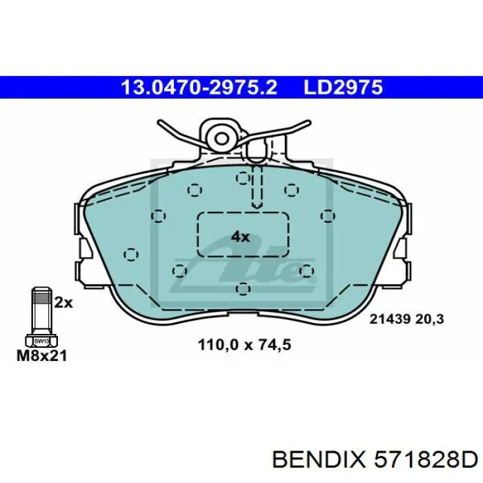 Pastillas de freno 571828D Jurid/Bendix