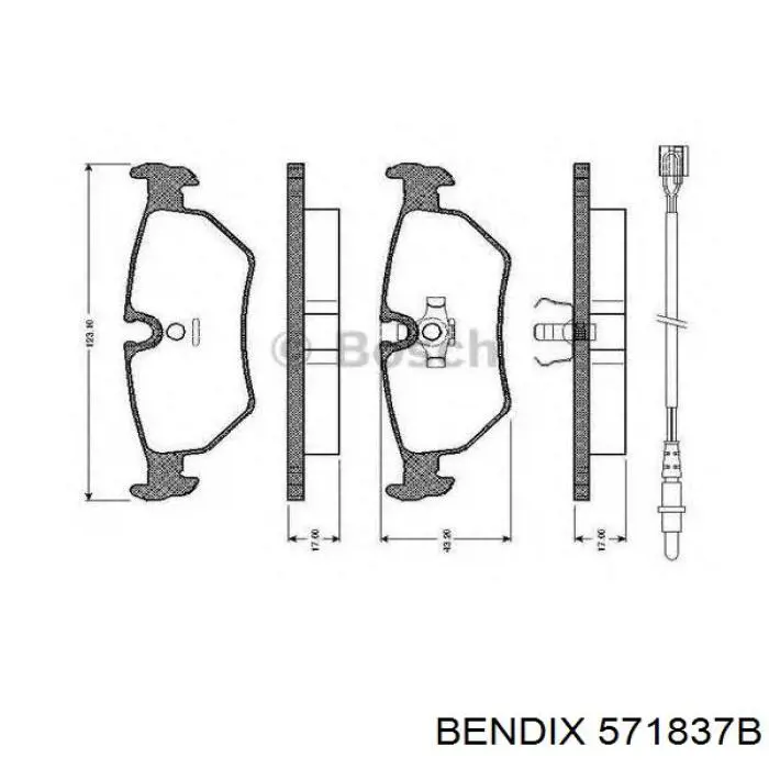 571837B Jurid/Bendix pastillas de freno traseras