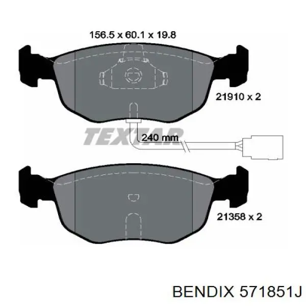 571851J Jurid/Bendix pastillas de freno delanteras