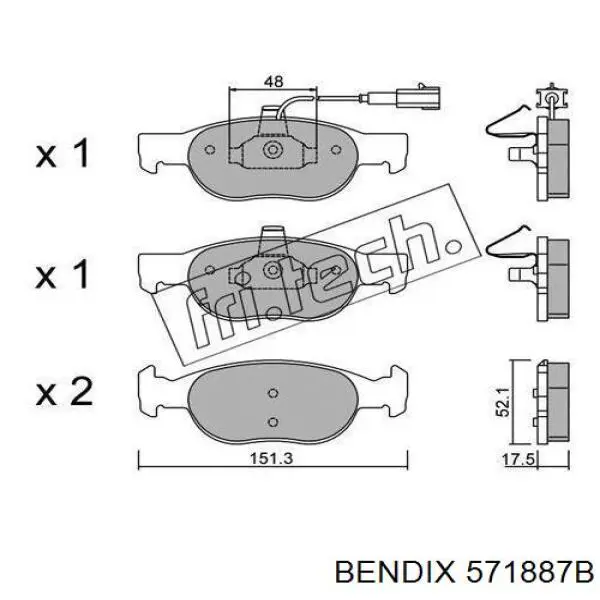 571887b Jurid/Bendix pastillas de freno delanteras