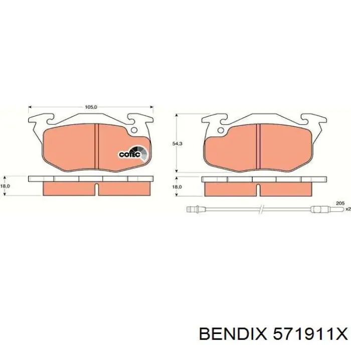 571911X Jurid/Bendix pastillas de freno delanteras