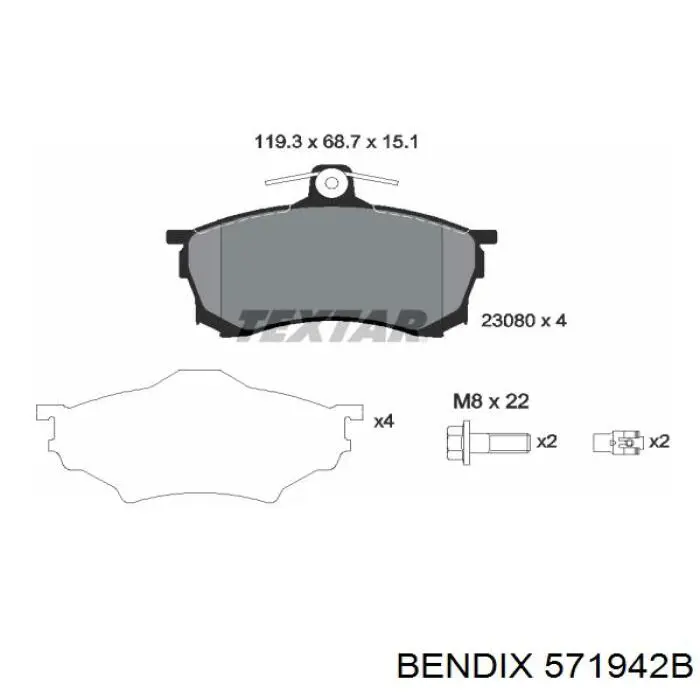 571942B Jurid/Bendix pastillas de freno delanteras