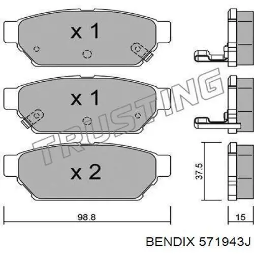 571943J Jurid/Bendix pastillas de freno traseras