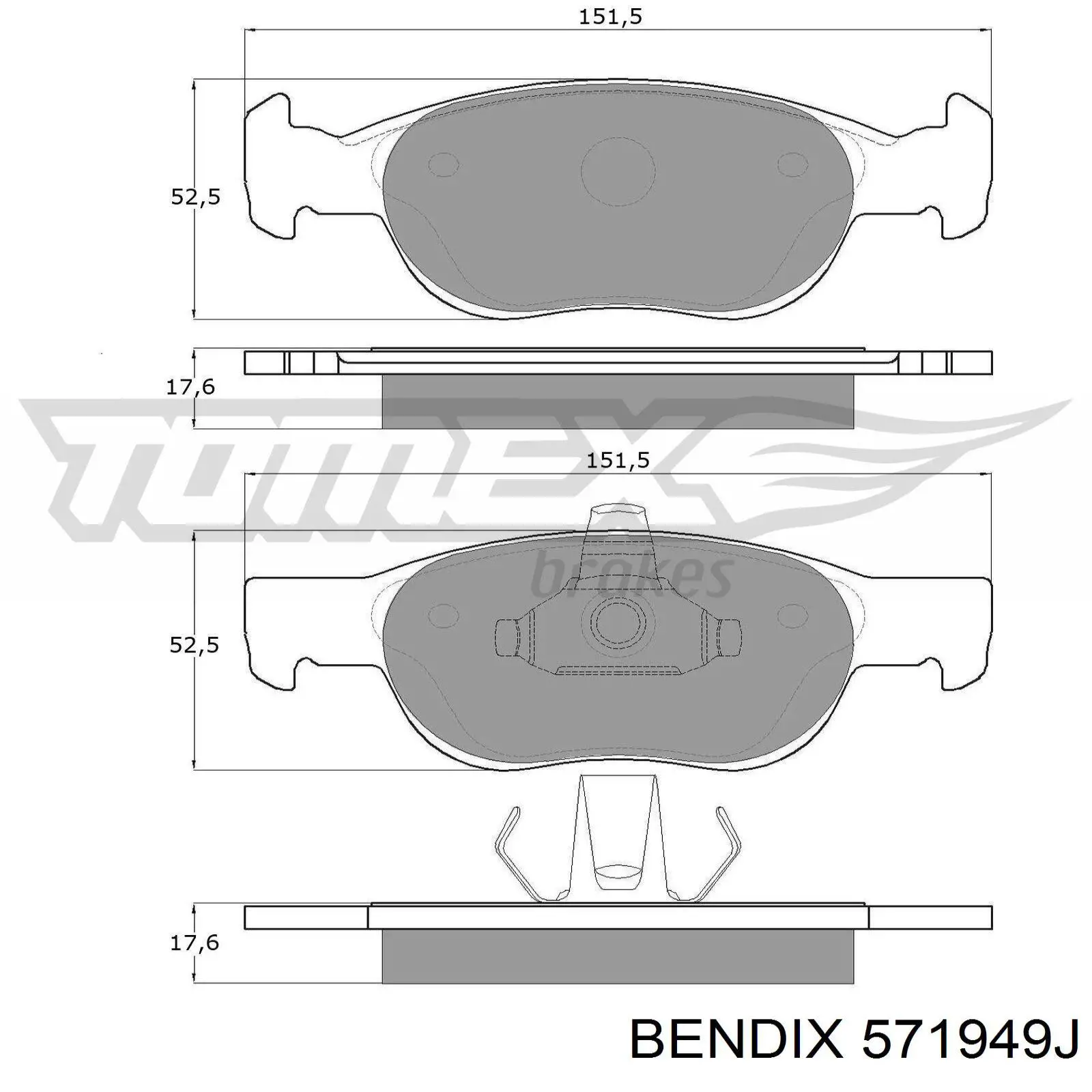 571949J Jurid/Bendix pastillas de freno delanteras