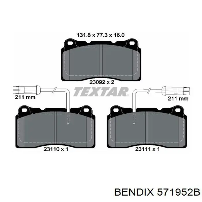 571952B Jurid/Bendix pastillas de freno delanteras