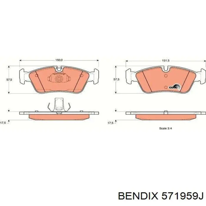 571959J Jurid/Bendix Pastillas delanteras