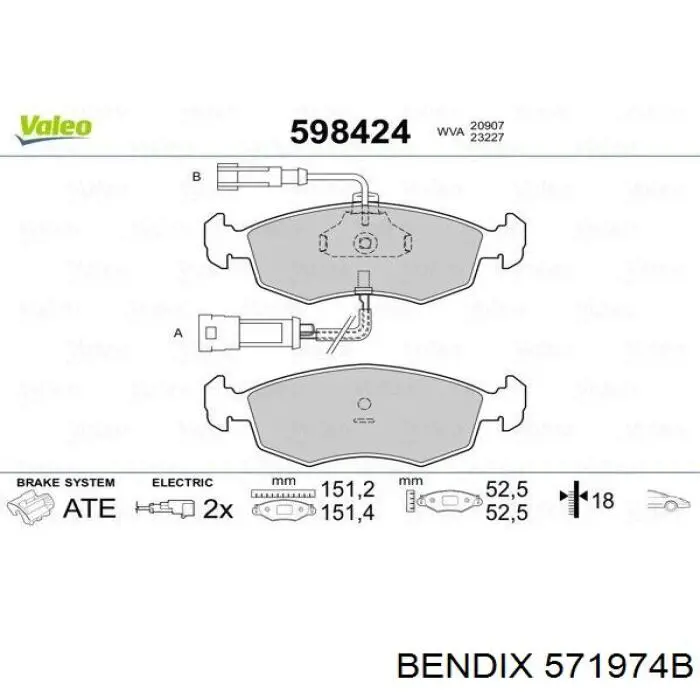 571974B Jurid/Bendix pastillas de freno delanteras