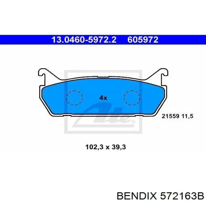 572163B Jurid/Bendix pastillas de freno traseras