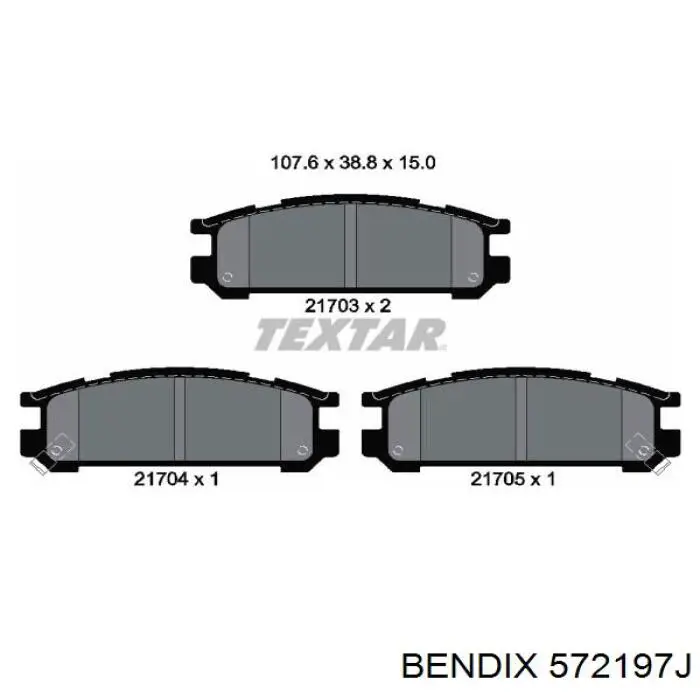 572197J Jurid/Bendix pastillas de freno traseras