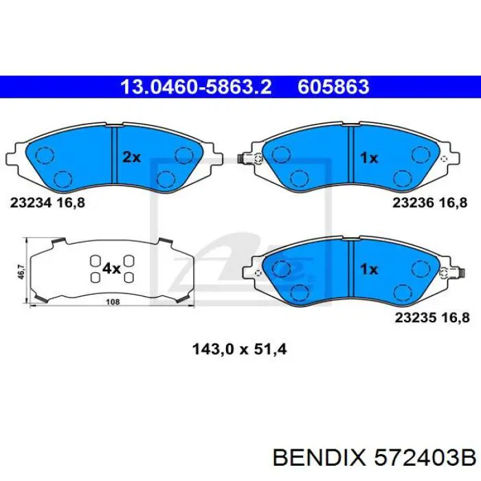 572403B Jurid/Bendix pastillas de freno delanteras