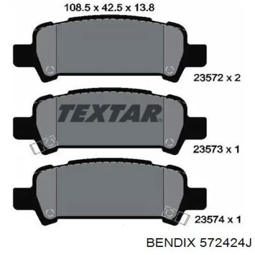 572424J Jurid/Bendix pastillas de freno traseras