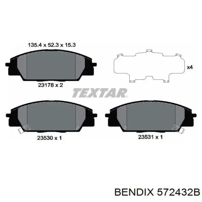 572432B Jurid/Bendix pastillas de freno delanteras