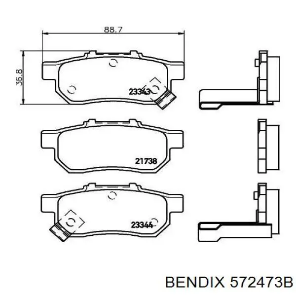 572473B Jurid/Bendix pastillas de freno traseras