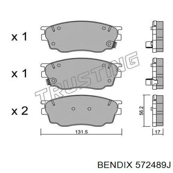 572489J Jurid/Bendix pastillas de freno delanteras