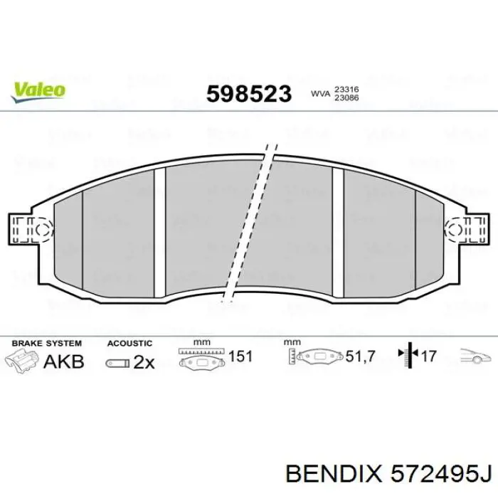 572495J Jurid/Bendix pastillas de freno delanteras