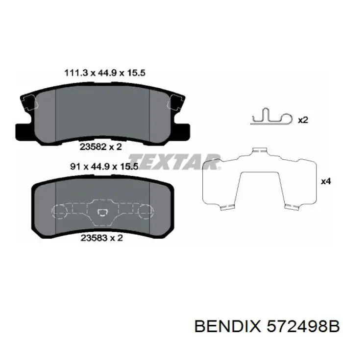 572498B Jurid/Bendix pastillas de freno traseras