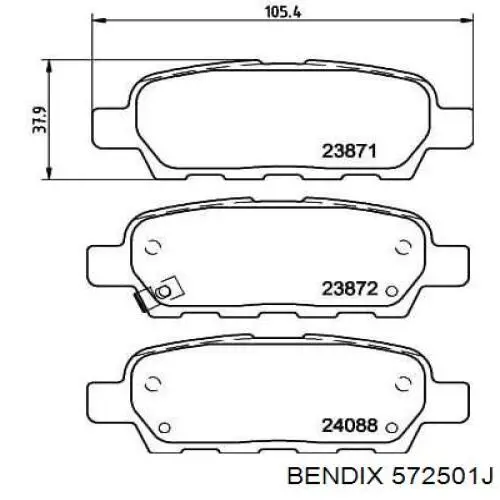 Pastillas de freno traseras 572501J Jurid/Bendix