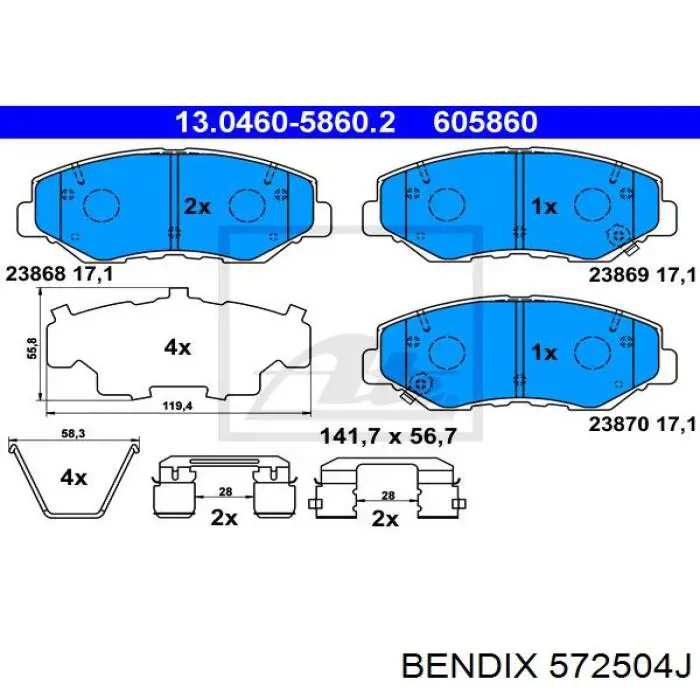Pastillas de freno delanteras Jurid/Bendix 572504J