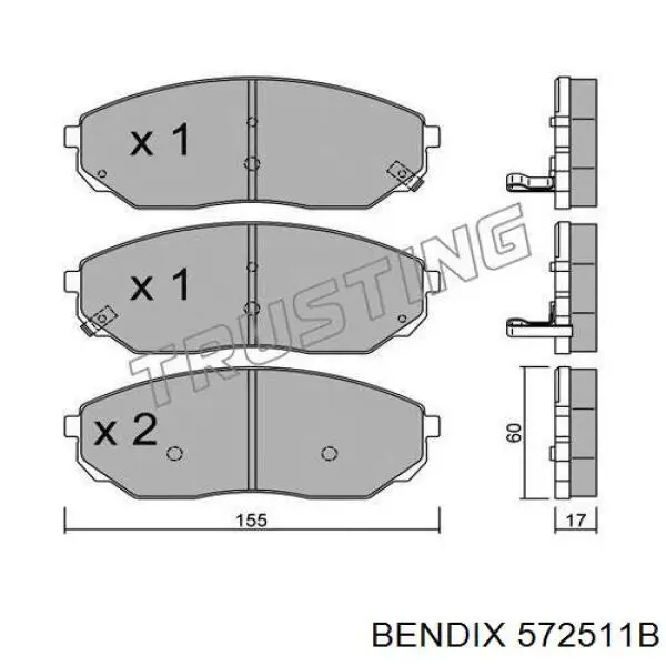 572511B Jurid/Bendix pastillas de freno delanteras