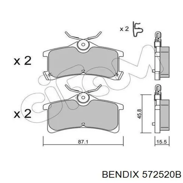 572520B Jurid/Bendix pastillas de freno traseras