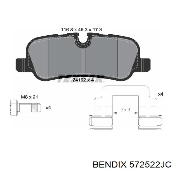 572522JC Jurid/Bendix pastillas de freno traseras