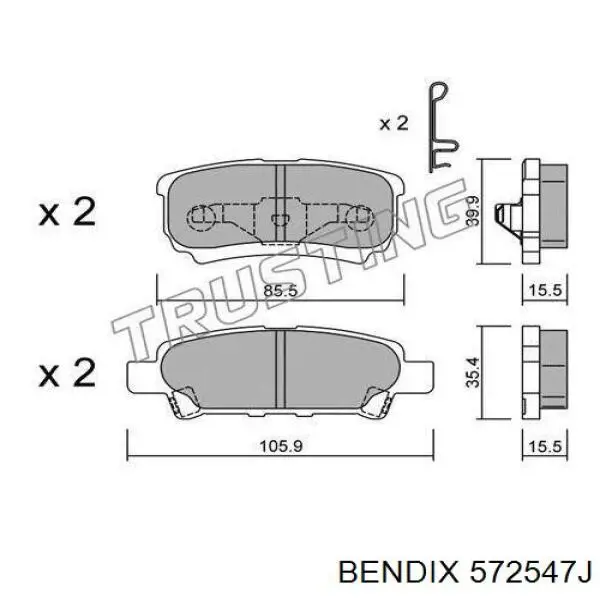 Pastillas de freno traseras 572547J Jurid/Bendix