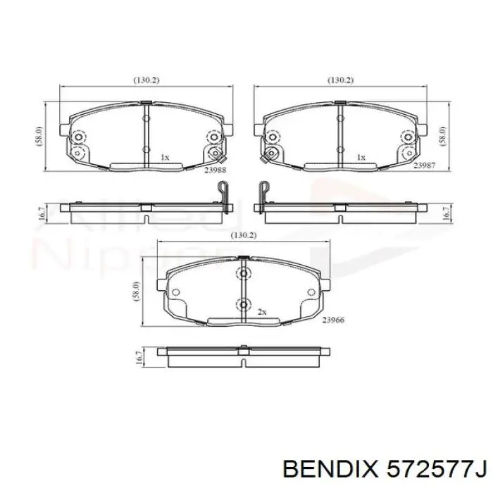 572577J Jurid/Bendix pastillas de freno delanteras