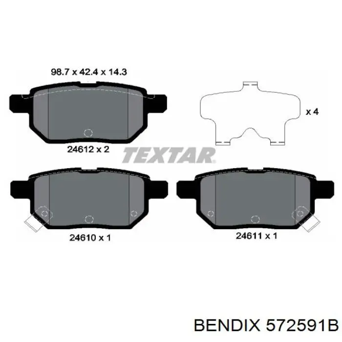 572591B Jurid/Bendix pastillas de freno traseras