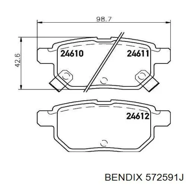 572591J Jurid/Bendix pastillas de freno traseras