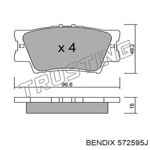 Pastillas de freno traseras 572595J Jurid/Bendix