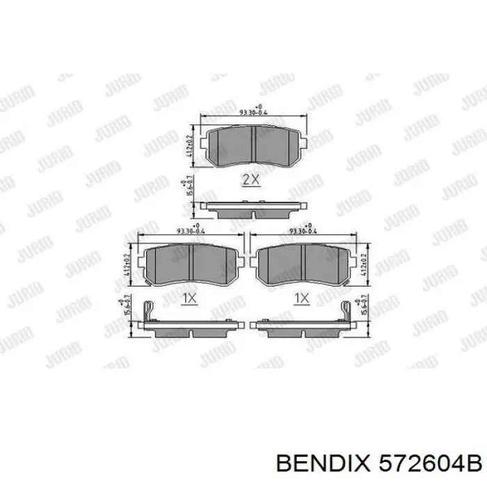 572604B Jurid/Bendix pastillas de freno traseras