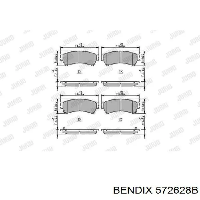 572628B Jurid/Bendix pastillas de freno delanteras