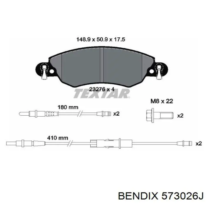 573026J Jurid/Bendix pastillas de freno delanteras