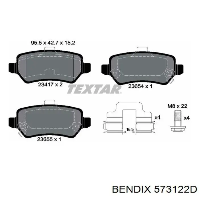 573122D Jurid/Bendix pastillas de freno traseras