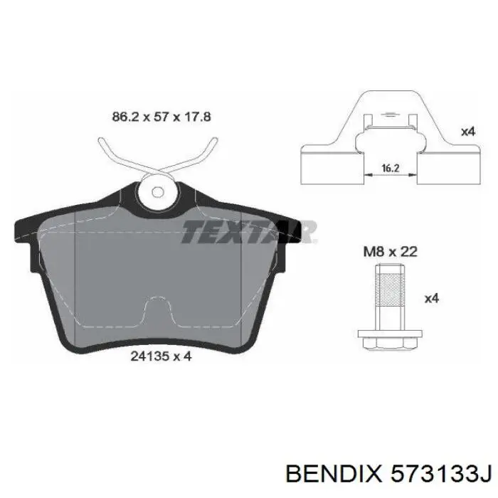 Pastillas de freno traseras 573133J Jurid/Bendix