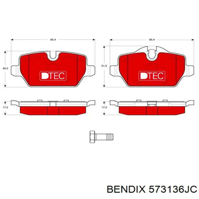 573136JC Jurid/Bendix Pastillas freno traseras