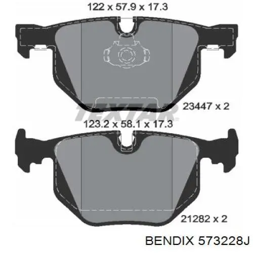 573228J Jurid/Bendix pastillas de freno traseras