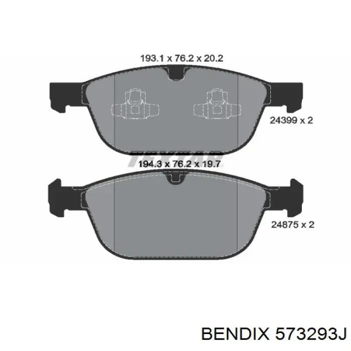 573293J Jurid/Bendix pastillas de freno delanteras