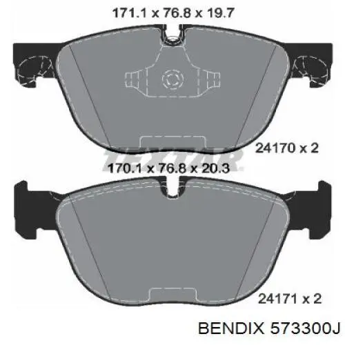 573300J Jurid/Bendix pastillas de freno delanteras