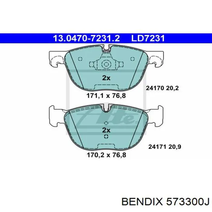 573300J Jurid/Bendix Pastillas delanteras