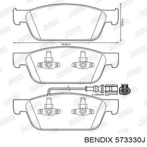 573330J Jurid/Bendix pastillas de freno delanteras