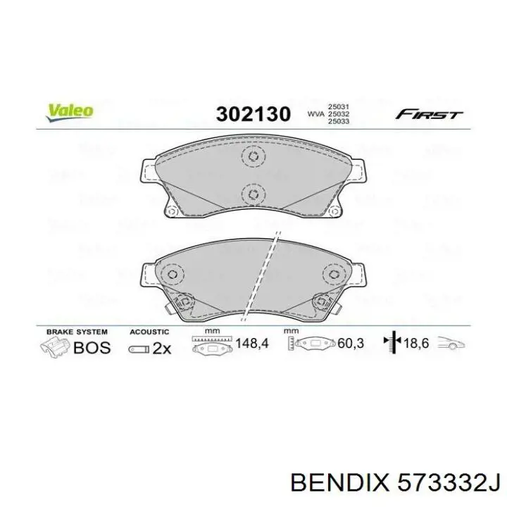 573332J Jurid/Bendix pastillas de freno delanteras